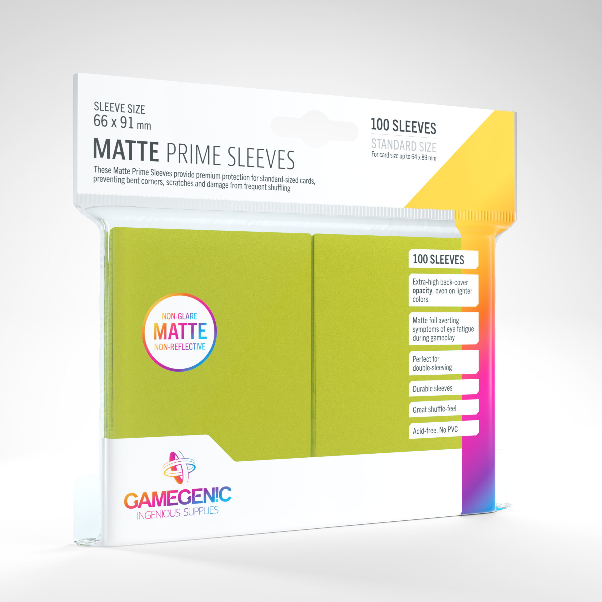 GameGenic Prime Sleeves Matte Lime 100ct Standard