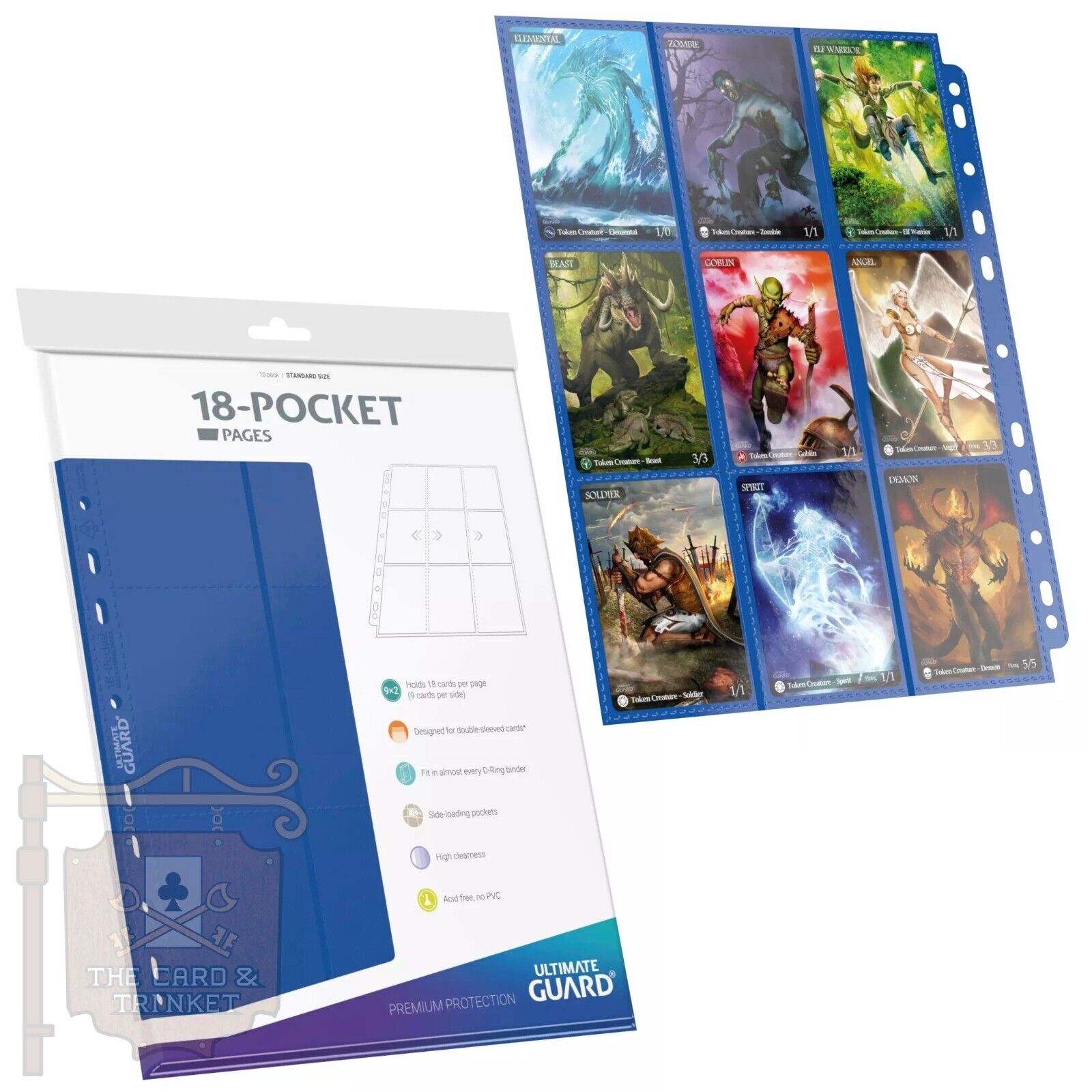Ultimate Guard - Pages 18-Pocket Side- Loading Pages - Standard Size - Blue