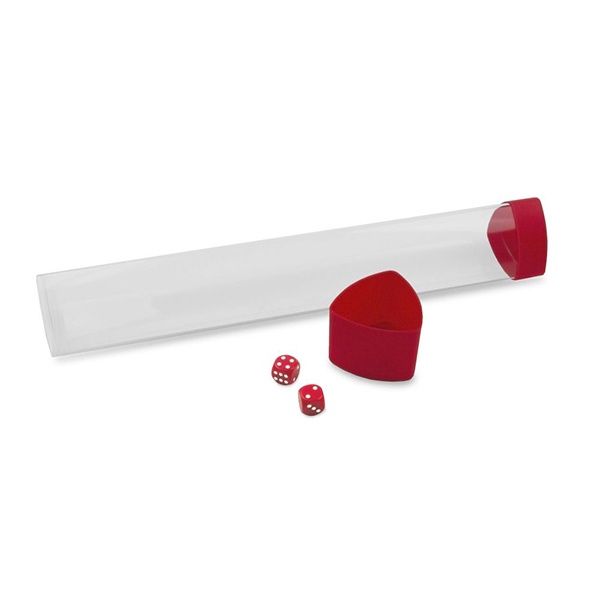 BCW - Tube: Playmat - Clear with Red Caps and Dice