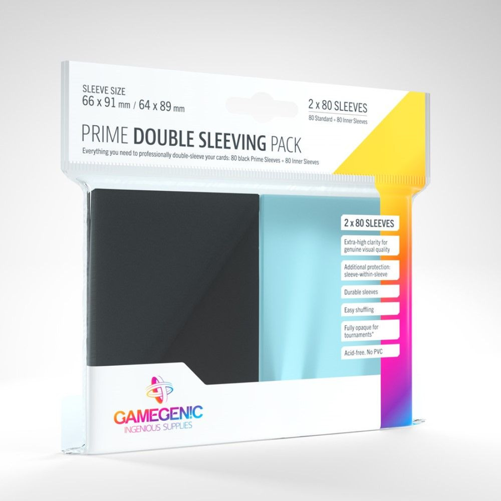 GameGenic - Card Sleeves: Prime Double Sleeving Pack- Black (66x91 mm / 64x89 mm) (80+80ct)
