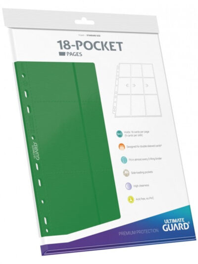 Ultimate Guard - Pages 18-Pocket Side- Loading Pages - Standard Size - Green