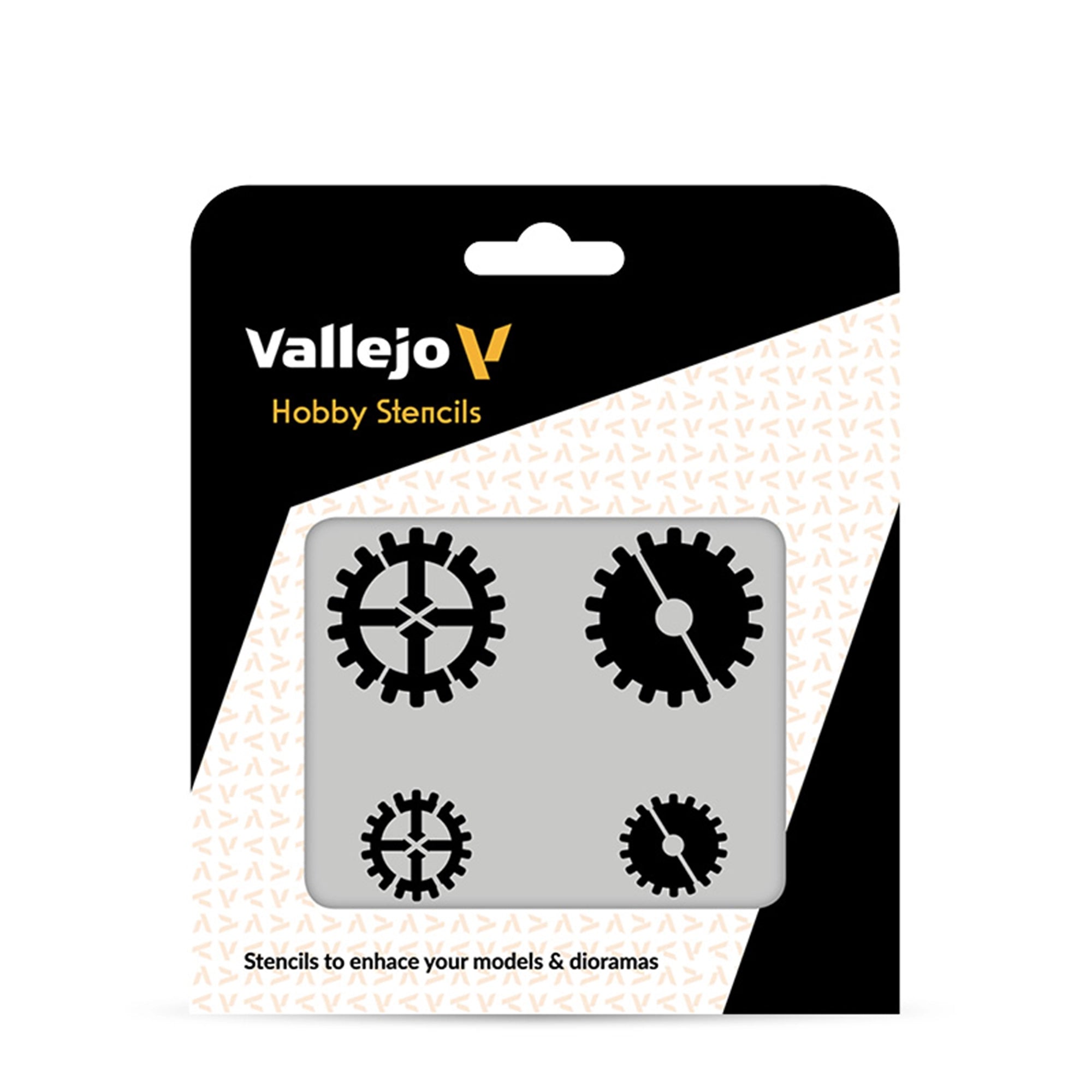 VAL - Hobby Stencils: Sci-Fi & Fantasy- Gear Markings, (125 x 125 mm./ 4.92 x 4.92 in.)