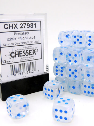 Dice - CHX 27981 - Borealist 12mm d6 Dice Block Icicle/Light Blue
