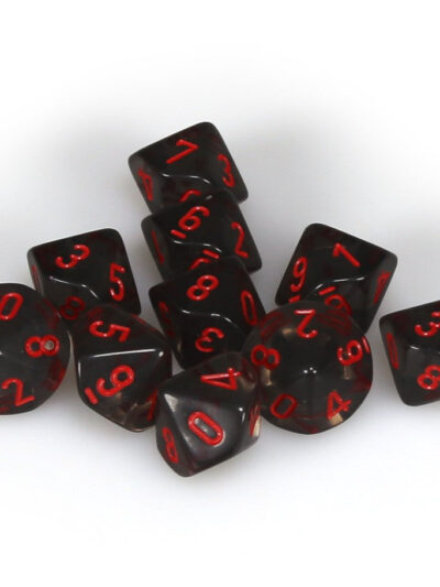 Dice - CHX 23288 - Translucent d10 Set Smoke/Red