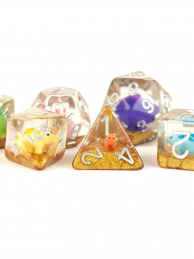 MDG - 7-Die Set 16mm: Rainbow Dinosaur Dice