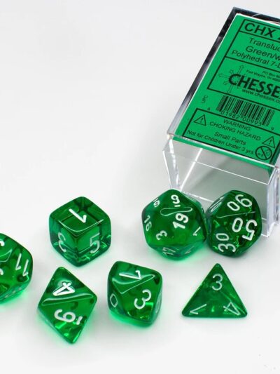 Dice - CHX 23075 - Translucent Polyhedral Green/White 7-Die Set