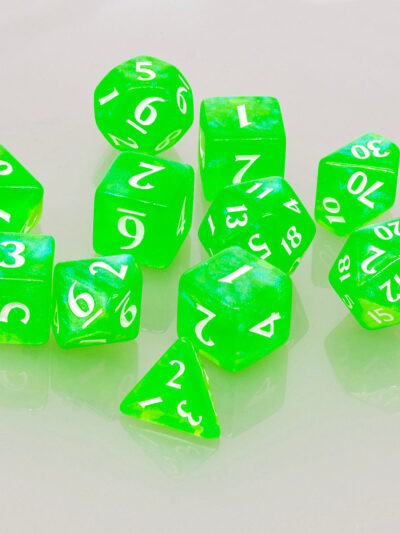 UP - 11 dice set - Eclipse/ Lime Green