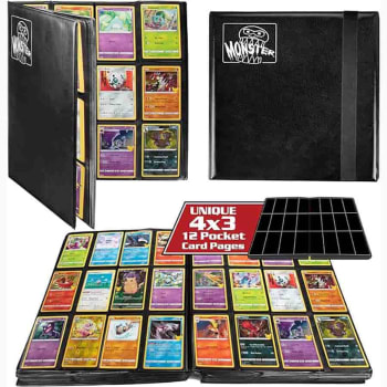Monster Protectors - 12 Pocket Zodiac Binder, 4 x 3 - 20 Side pages - Matte Black
