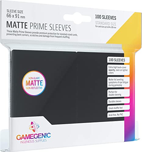 GameGenic: Prime Sleeves: Matte Black 100ct Standard