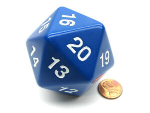 One 55mm 20 sided Die - Countdown with bag - Blue